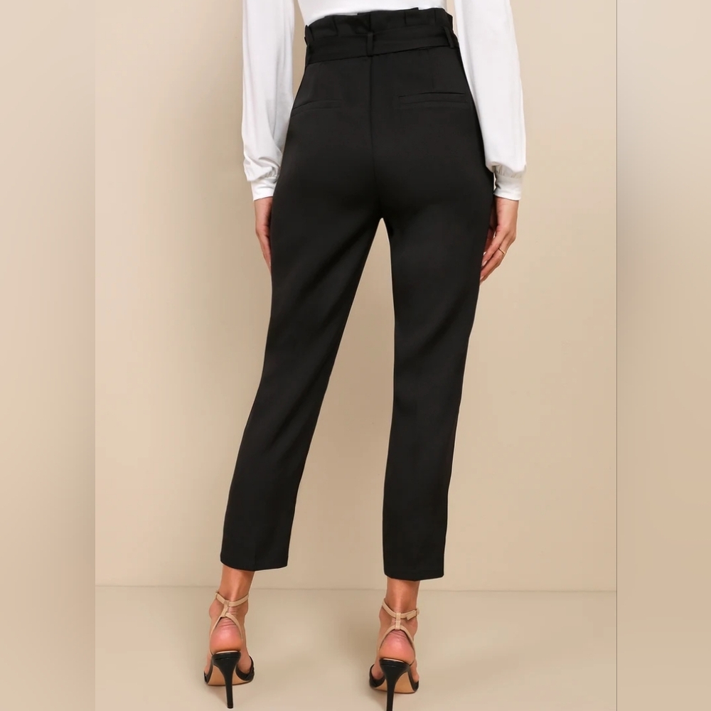 NWOT Black Paper Bag Waist Pants, Sz L
